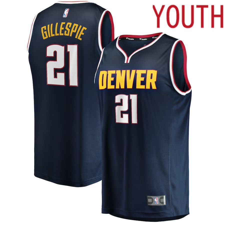 Youth Denver Nuggets 21 Collin Gillespie Fanatics Branded Navy Fast Break Player NBA Jersey